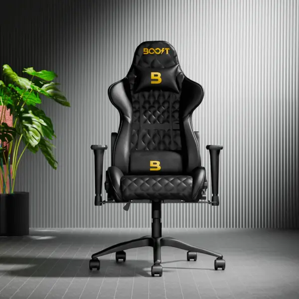 Boost Synergy Gaming Chair – Ergonomic High-Back Design, Adjustable Armrests, Reclining Backrest, Lumbar & Head Support