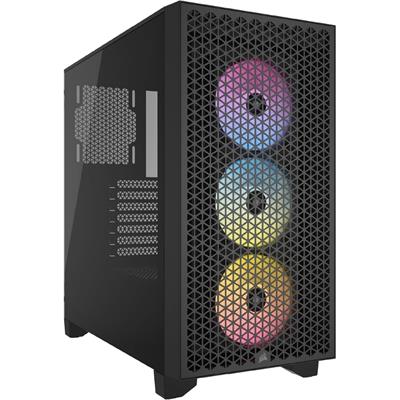Corsair 3000D RGB Airflow Mid-Tower PC Case – 3X AR120 RGB Fans – Three-Slot GPU Support – Fits up to 8X 120mm Fans – High-Airflow Design – Black
