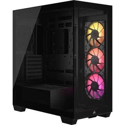 CORSAIR 3500X ARGB Mid-Tower ATX PC Case – Panoramic Tempered Glass – Reverse Connection Motherboard Compatible – 3X CORSAIR RS120 ARGB Fans Included 