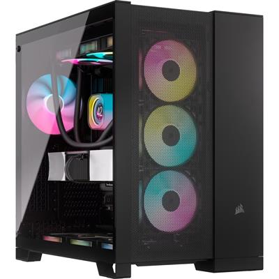 CORSAIR 6500D AIRFLOW Mid-Tower ATX Dual Chamber PC Case – Tempered Glass – Reverse Connection Motherboard Compatible – No Fans Included – Black, white