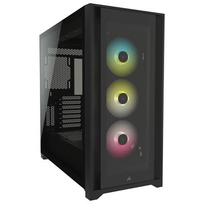Corsair iCUE 5000X RGB Tempered Glass Mid-Tower ATX Gaming PC Smart Case — Black