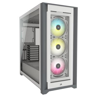 Corsair iCUE 5000X RGB Tempered Glass Mid-Tower ATX PC Smart Case — White