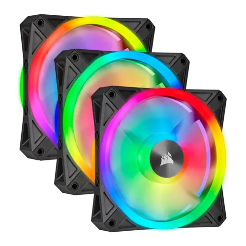 Corsair iCUE QL120 RGB 120mm PWM Triple Fan Kit (Black) | Quad-Loop RGB, Lighting Node CORE, Hydraulic Bearing