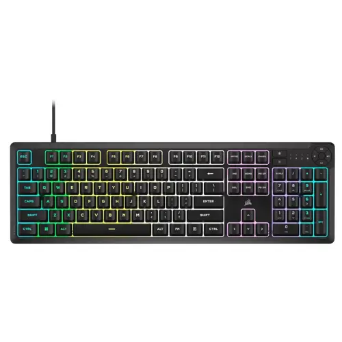 Corsair K55 CORE RGB Membrane Wired Gaming Keyboard – Quiet, Responsive Switches – Spill Resistance – Ten-Zone RGB – Media Keys – iCUE Compatible – QWERTY NA – PC, Mac – Black