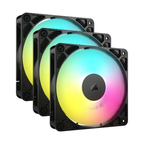 Corsair RS120 ARGB 120mm PWM Case Fans - Triple Pack (Black) | Magnetic Dome Bearing, Daisy-Chain
