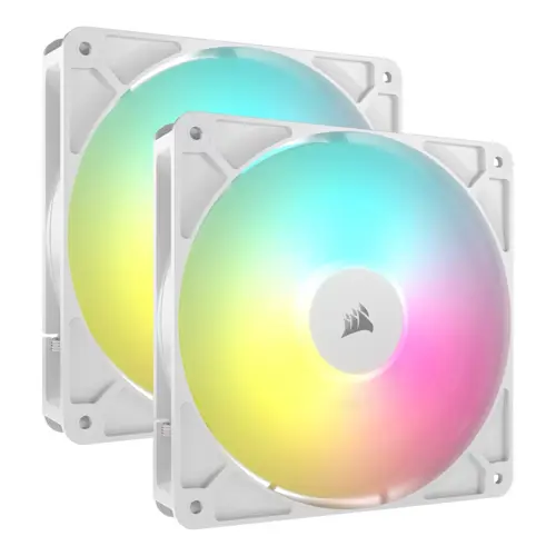 Corsair RS140 ARGB 140mm PWM Case Fans - Dual Pack (Black & White Options) | Magnetic Dome Bearing, Daisy-Chain