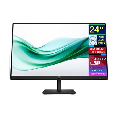 HP 24" Series 3 Pro 324pv FHD Monitor with 5 ms Response Time, Anti-Glare, Flicker Free, VESA Mount (100x100mm), HDMI, VGA & Dockztorm USB Port Expander, Black