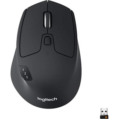 Logitech M720 Triathlon Wireless Mouse, Bluetooth, USB Unifying Receiver, 1000 DPI, 6 Programmable Buttons, 2-Year Battery, Compatible with Laptop, PC, Mac, iPadOS - Black