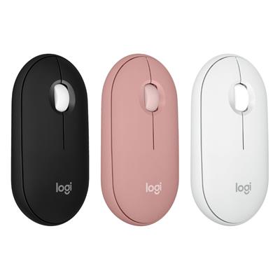 Logitech Pebble Mouse 2 M350s Slim Bluetooth Wireless Mouse, Portable, Lightweight, Customizable Button, Quiet Clicks, Easy-Switch for Windows, macOS, iPadOS, Android, Chrome OS - Black, White, Gray