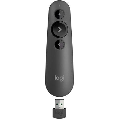 Logitech R500s Laser Presentation Remote Clicker with Dual Connectivity Bluetooth or USB for Powerpoint, Keynote, Google Slides, Wireless Presenter - Black