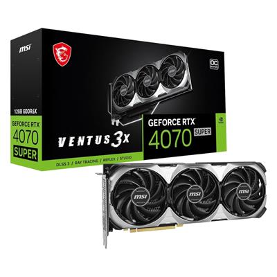 MSI Gaming RTX 4070 Super 12GB Ventus 3X OC Graphics Card (NVIDIA RTX 4070 Super, 192-Bit, Extreme Clock: 2520 MHz, 12GB GDRR6X 21 Gbps, HDMI/DP, Ada Lovelace Architecture) - USED
