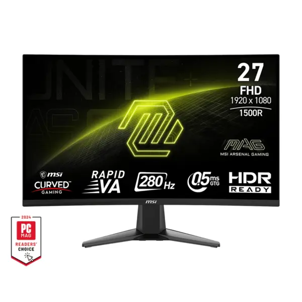 MSI MAG 276CXF 27-Inch FHD 1500R Curved Gaming Monitor | 1920x1080, 280Hz, 0.5ms GtG, Rapid VA Panel, 10-bit Color, Adaptive-Sync, HDR Ready