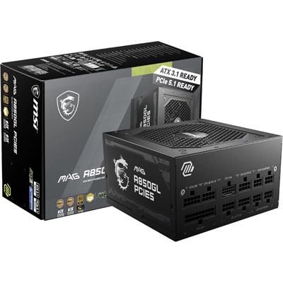 MSI MAG A850GL PCIE 5.1 & ATX 3.1 Gaming Power Supply - Full Modular - 80 Plus Gold Certified 850W - Compact Size - ATX PSU