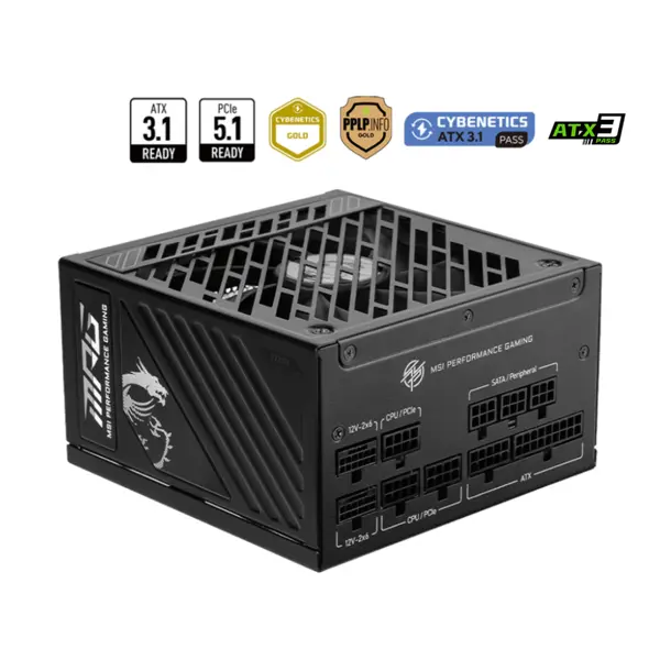 MSI MPG A850GS 850W Fully Modular Gaming Power Supply 80 PLUS Gold ATX 3.1 PCIe 5.1