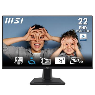MSI PRO MP225 21.5 Inch Full HD Office Monitor - 1920 x 1080 IPS Panel, 100 Hz Refresh Rate, Eye-Friendly Screen, Tilt-Adjustable, Anti-Glare Coating, Built-in Speakers, HDMI and VGA Ports, Black