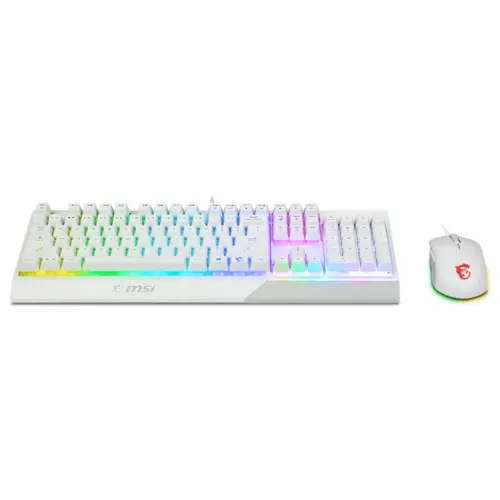 MSI VIGOR GK30 COMBO WHITE, Black US WIRED Gaming Keyboard & Mouse Set | Plunger Switches, 5000 DPI Optical Sensor, 6-Zone RGB