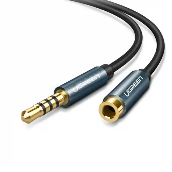 UGREEN 40675 – 3.5 mm Male-to-Female Audio Extension Cable, 2 m Length, Gold-Plated Connectors, Braided Jacket