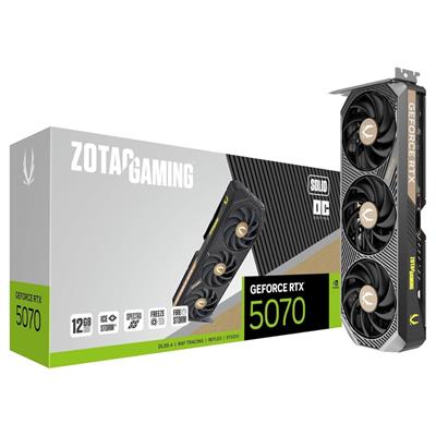 ZOTAC Gaming GeForce RTX 5070 Solid OC DLSS 4 12GB GDDR7 192-bit 28 Gbps PCIE 5.0 Gaming Graphics Card, IceStorm 2.0 Cooling, Spectra RGB Lighting, ZT-B50700J-10P
