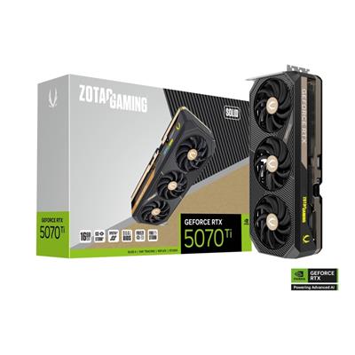 ZOTAC GAMING GeForce RTX 5070 Ti SOLID, 16GB GDDR7, CUDA cores 8960, NVIDIA Blackwell architecture and DLSS 4, IceStorm 3.0, PCI Express 5.0 x16 Graphic Card