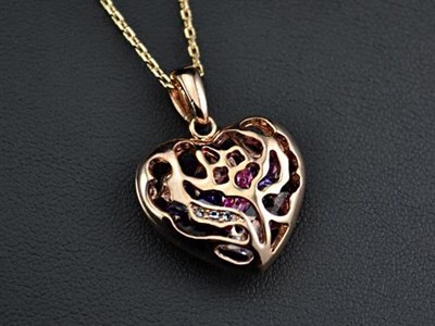 Colorful Zircons rolling in the Heart! 18K Rose Gold Plated