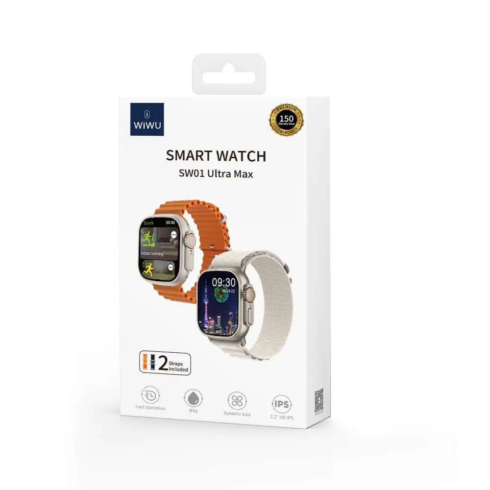WiWU SW01 Ultra Max Smart Watch – 2.2″ Full Display, Wireless Charging ...