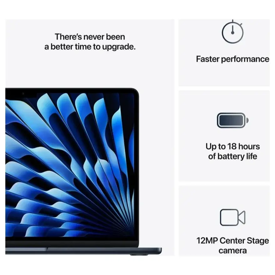 Apple MacBook Air 13.6 Inch Laptop, Apple M4 10-Core Chip, 16GB Unified RAM, 512GB SSD, 10-Core GPU, Touch ID, Backlit Keyboard, Midnight MW133