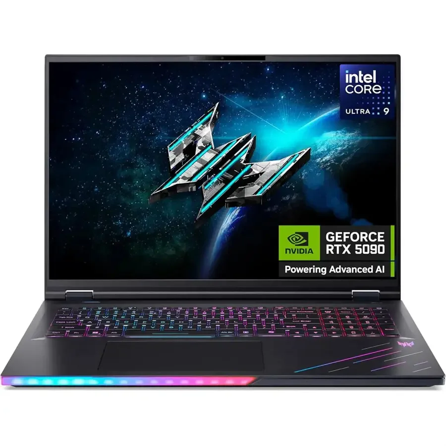 Acer Predator Helios 18 AI PH18-73-99HE Gaming Laptop, Intel Core Ultra 9 275HX, 96GB DDR5, 2TB SSD, RTX 5090 24GB Graphics, 18" WQUXGA 4K Mini LED 240Hz, Windows 11 Home, Black