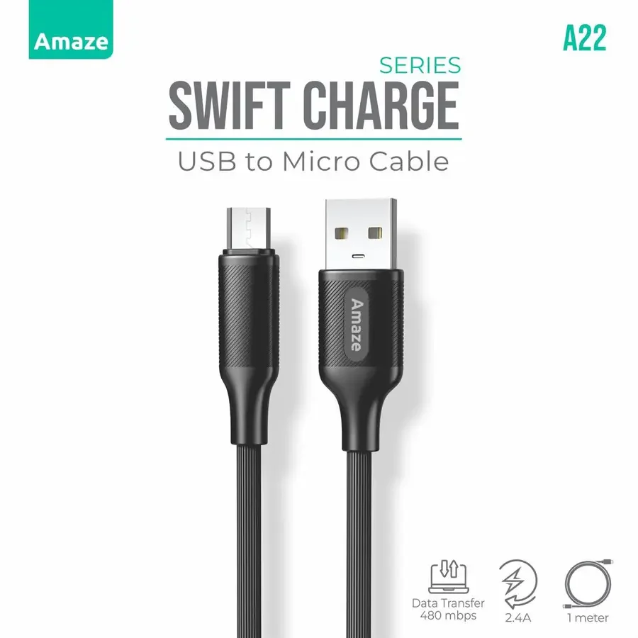 Amaze Swift Series USB to Micro Cable 2.4A 1m | A22