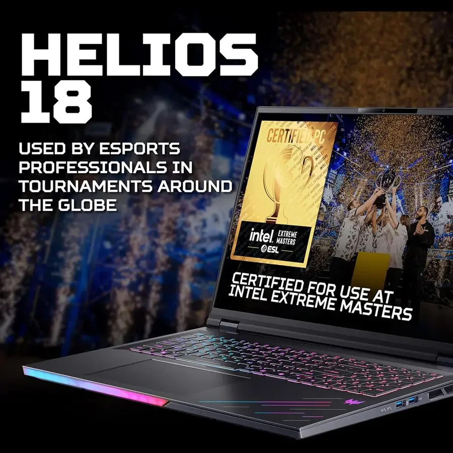 Acer Predator Helios 18 AI PH18-73-99HE Gaming Laptop, Intel Core Ultra 9 275HX, 96GB DDR5, 2TB SSD, RTX 5090 24GB Graphics, 18" WQUXGA 4K Mini LED 240Hz, Windows 11 Home, Black