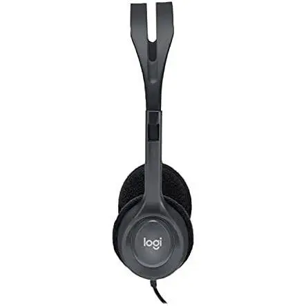 Logitech H111 Wired Headset, Stereo Headphones with Noise-Cancelling Microphone, 3.5 mm Audio Jack, PC/Mac/Laptop/Smartphone/Tablet - Black