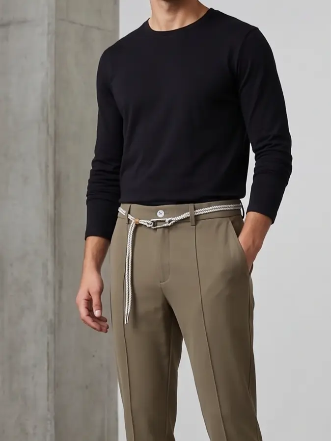 Rope-Waist Pleated Trouser