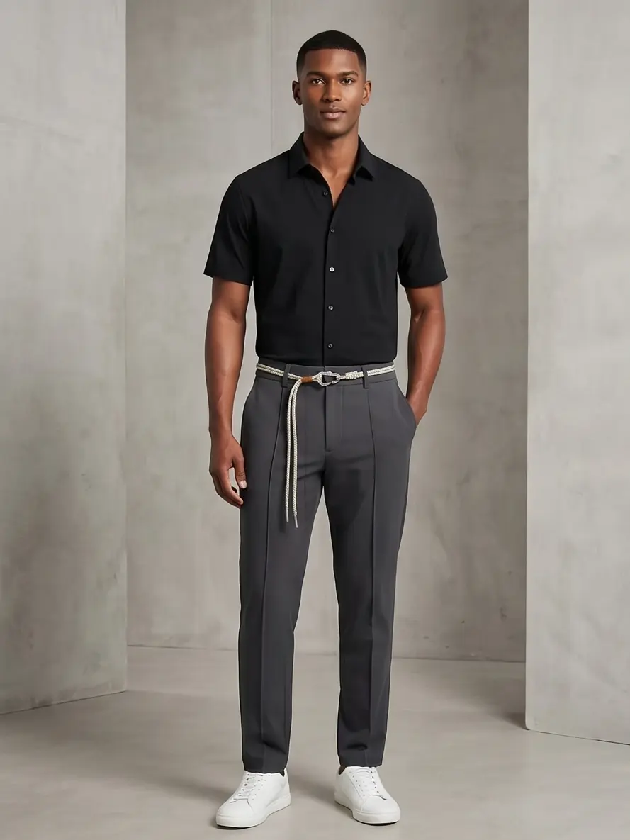 Rope-Waist Pleated Trouser alternate angle