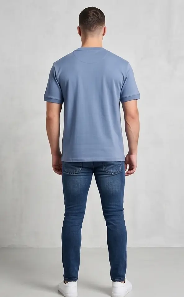 Anchor Drawcord Tee (Steel Blue) - Angle 3