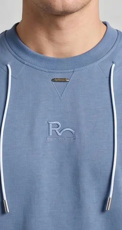 Anchor Drawcord Tee (Steel Blue) - Angle 4