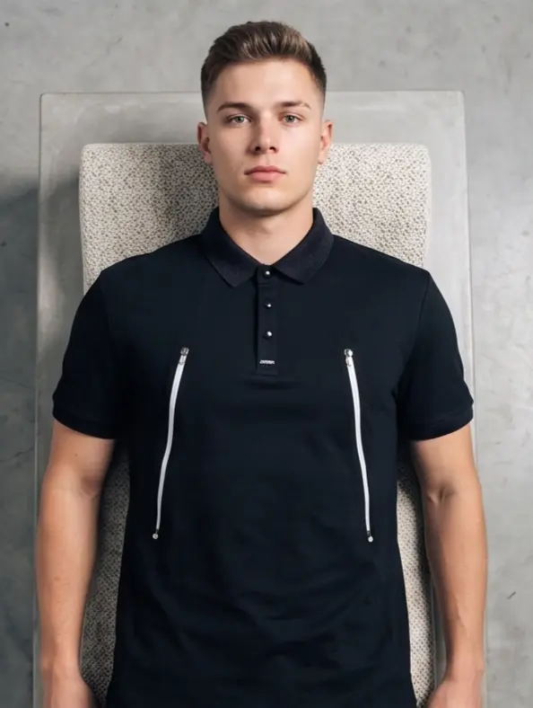 Studio Twin-Zip Polo (Stealth Black) - Angle 3