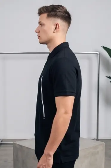 Studio Twin-Zip Polo (Stealth Black) - Angle 5