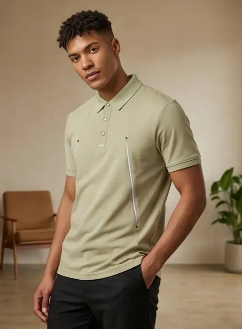 Studio Twin-Zip Polo (Sage Edition) - Angle 6