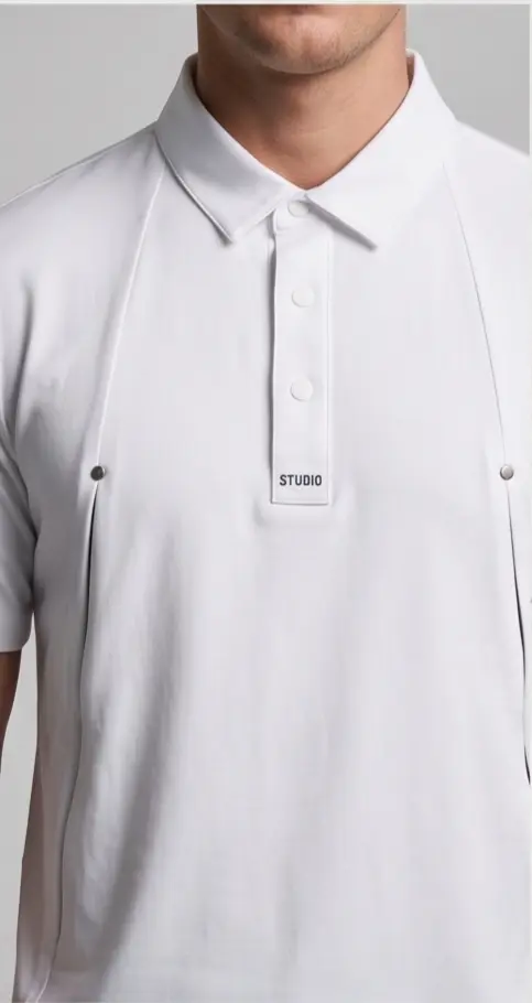 Studio Twin-Zip Polo (White) - Angle 5