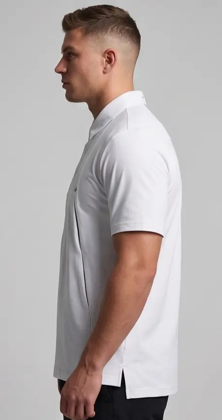 Studio Twin-Zip Polo (White) - Angle 6