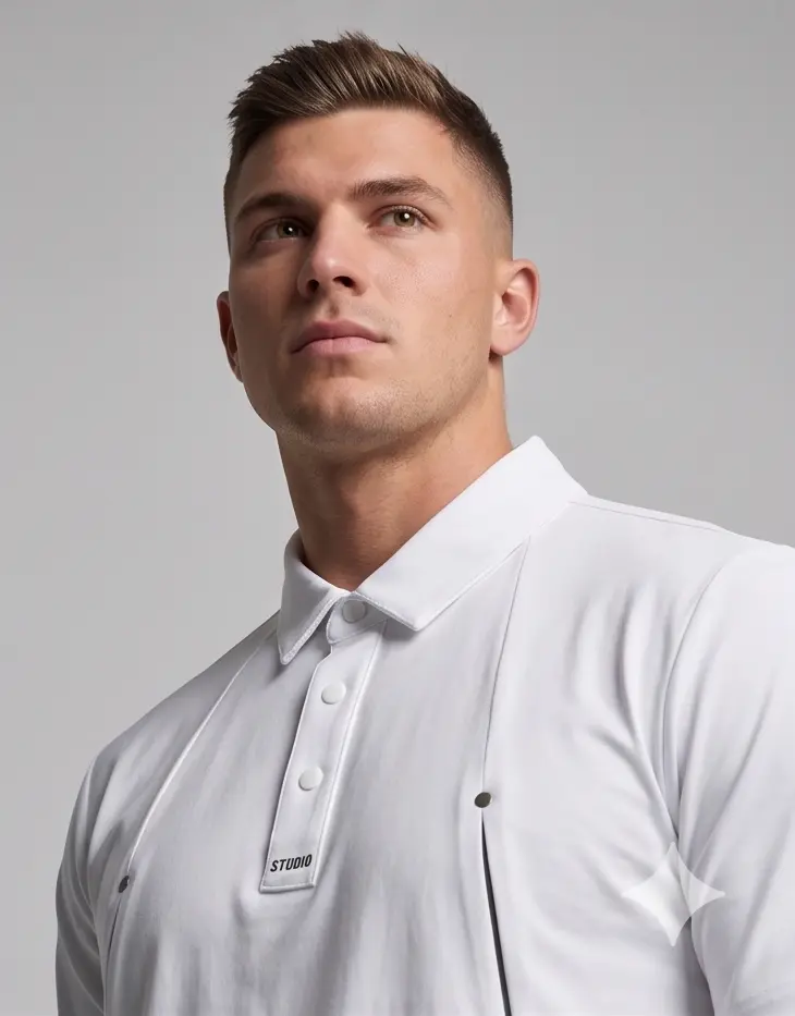 Studio Twin-Zip Polo (White) alternate angle