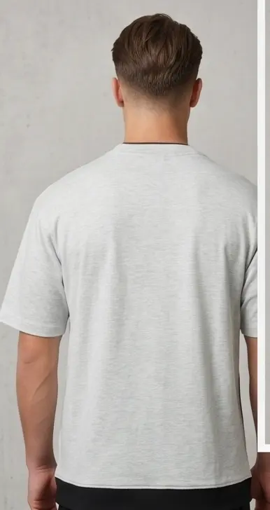 Elda Split-Neck Tee (Ash Grey) alternate angle