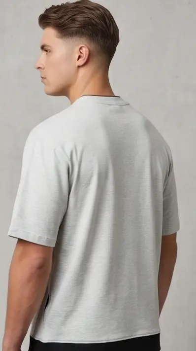 Elda Split-Neck Tee (Ash Grey) - Angle 4
