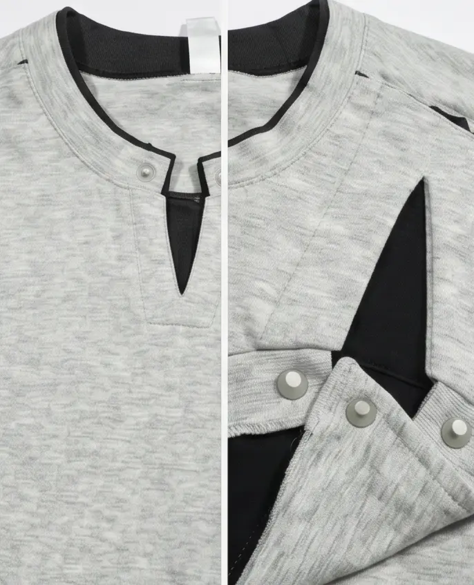 Elda Split-Neck Tee (Ash Grey) - Angle 6