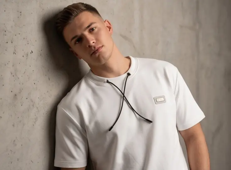 White Drawcord Tee - Angle 7