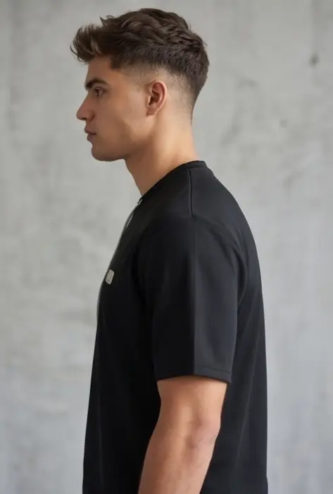 Stealth Black Drawcord Tee - Angle 5