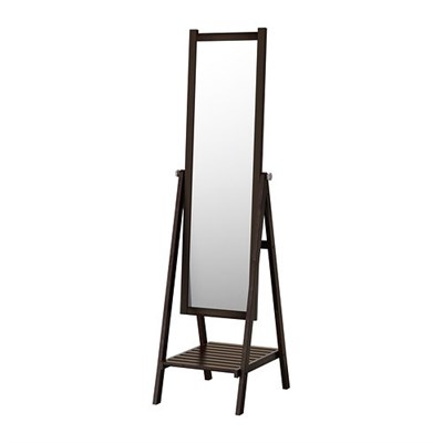 ISFJORDEN Floor mirror, black-brown stain