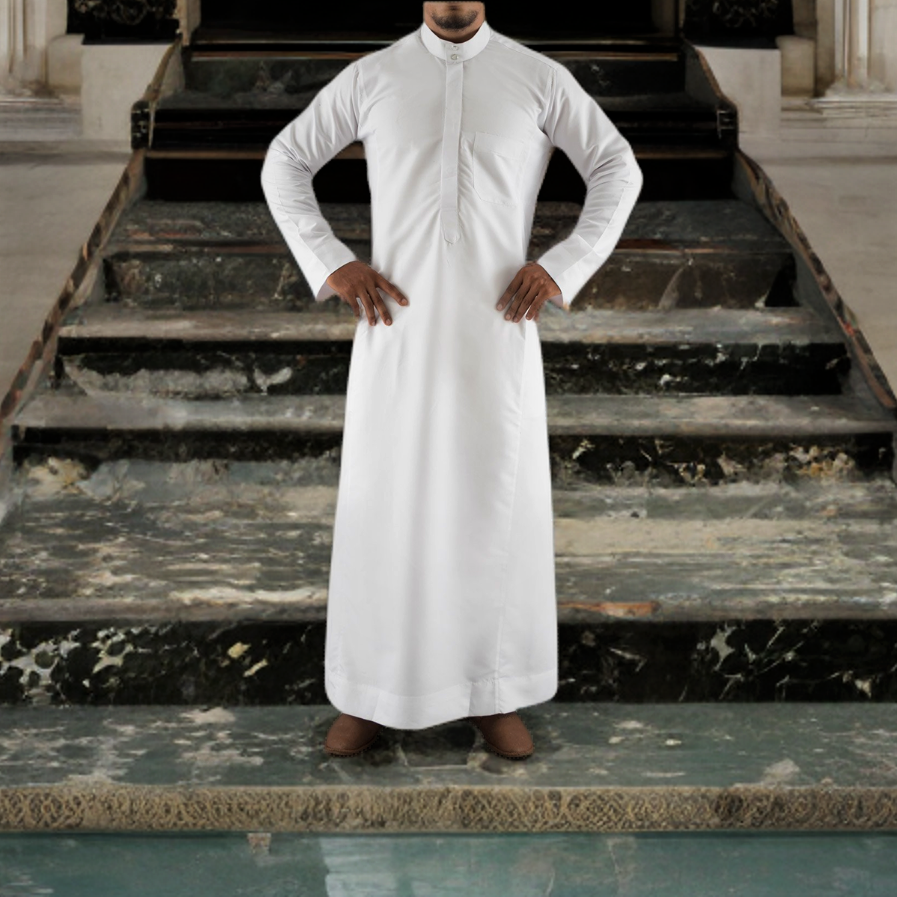Saudi Style Plain White Thobe in Pakistan for Rs. 4500.00 | Al-Rijaal
