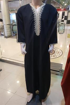 Dishdasha - Qandora - Thobe - Jubba - Embroidered and Quarter Sleeves in Navy Blue