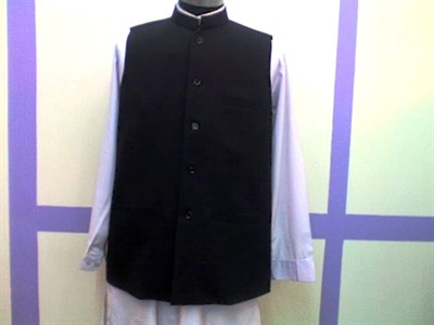 Sherwani Collar Waistcoat in Black