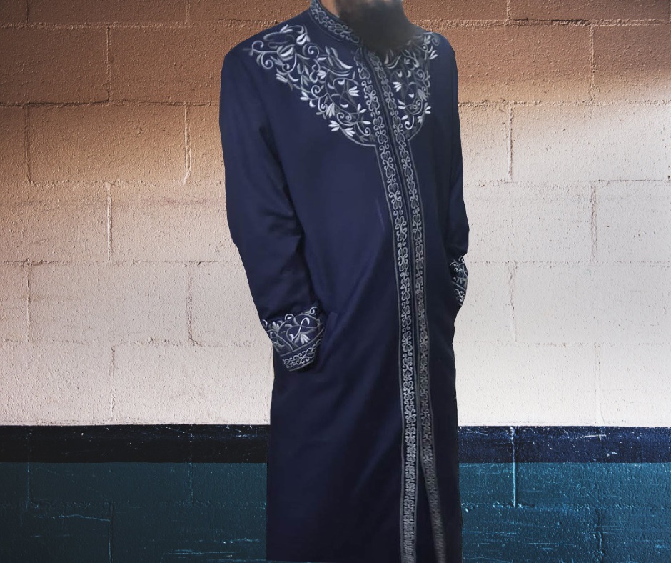 EMBROIDERED AZHAR JUBBA (NAVY BLUE)